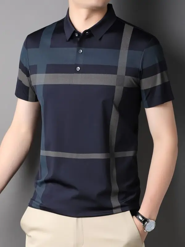 Men's Summer Plaid Shirt - Casual Short Sleeve, Nylon Blend, Stretch Fabric, Non-Transparent - Image 7