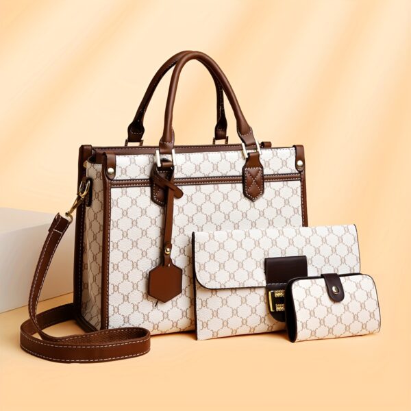 Fashion Large Capacity Tote Bag with Handbag and Wallet Three-Piece Set for Middle-Aged Ladies Elegant Bags - Image 4