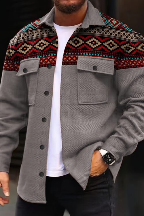 Men’s Casual Fashion Jacket – Soft Blend, Long Sleeve with Lapel Collar, Perfect for Outdoor Activities & Trendy Looks