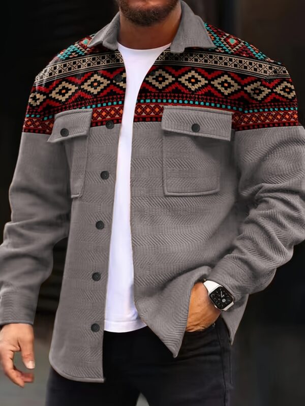 Men's Casual Fashion Jacket - Soft Blend, Long Sleeve with Lapel Collar, Perfect for Outdoor Activities & Trendy Looks