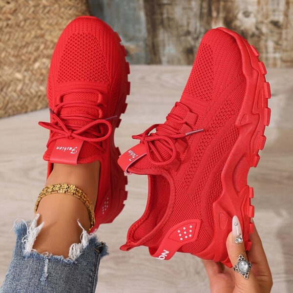 Large size Women's white shoes, summer mesh lace sneakers, comfortable low-top running shoes, travel and vacation leisure - Image 28