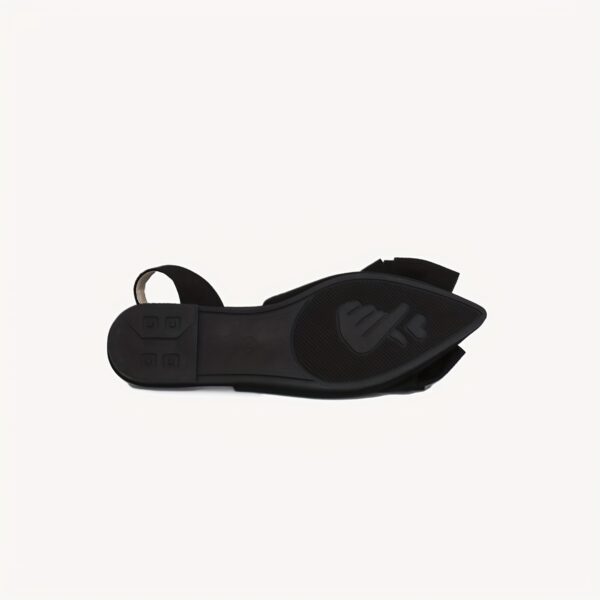 Women's Fashion Bow-Adorned Pointed Toe Slip-On Sandals with Adjustable Ankle Strap - Black Fabric Upper, Flat Comfortable Heel & Rubber Sole for Casual/Formal Occasions - Image 3