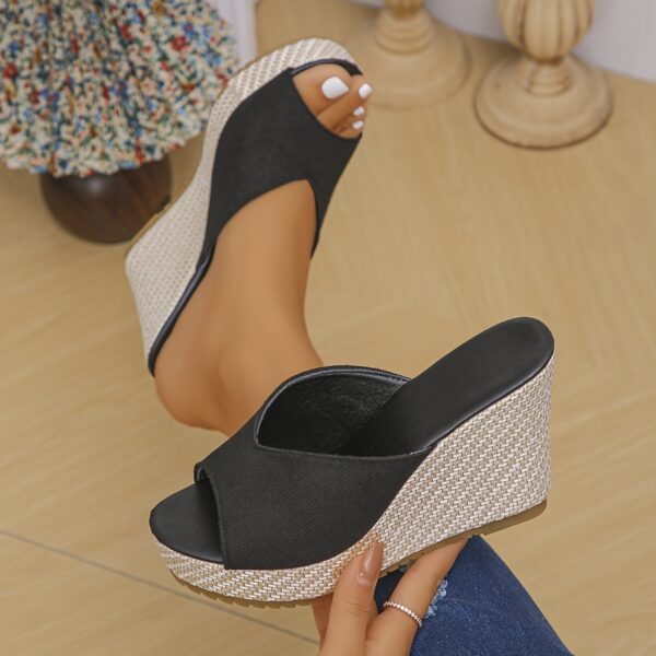 Women's Platform Slip On Sandals, Casual Summer Walking Wedge Sandals, Non-slip Holiday Beach Sandals - Image 5