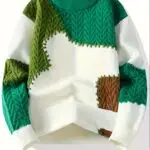 Men's Color-Block Cable Knit Sweater - Soft Warm All-Season Casual Pullover with Contrast Design, Machine Washable Regular Fit Round Neck Long Sleeve, Knitted Sweater, Durable Comfort Wear - Image 2