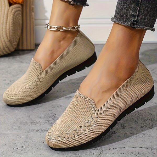 Women'S Purple Knit Loafers - Slip-On, Lightweight, Non-Slip Flat Walking Shoes, Casual All-Season Low Top Fabric Sneakers, PVC Sole and Fabric Insole, Comfortable and Breathable, Allseason Loafers | Casual Loafers | Comfortable Footwear, Loafer Sneakers - Image 5