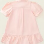 aiLe Rabbit Girls' Elegant Summer Dress - Pink with Bunny Embroidery, Ruffle Hem, Short Sleeve, Button-Up Collar, Non-Stretch Fabric, Perfect for Casual Wear, Cute Summer Dresses - Image 3