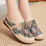 Women's Casual Slip-On Flats, Breathable Fabric Upper with Rubber Sole, All-Season Comfort Shoes with Plain Toe Design, Breathable Flats|Patterned Slipon Loafers|Durable Comfort Shoes - Image 5