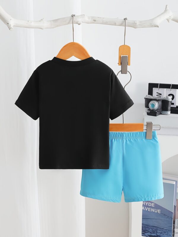 2pcs Summer Outdoors Boys' Casual Letter Print T-Shirt and Shorts Set, Daddy'S Boy, Soft Knit Polyester with Slight Stretch, Short Sleeve, Crew Neck, for Boys, for Outdoor - Image 5