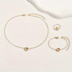 1pc Elegant Twisted Flower Ring, 1pc Necklace & 1 pcBracelet for Women - Classic Jewelry Gift - Image 2