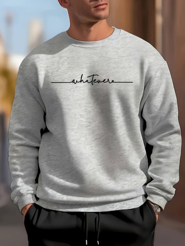 ECG Pattern Print Men's Long Sleeve Crew Neck Sweatshirt, Pullover Sweatshirt, Casual Comfortable Versatile Top For Spring & Autumn, Outdoor Sports - Image 8