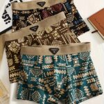 3pcs Men's Retro Geometric Print Boxer Briefs - Mid-Rise Stretch Comfort, Machine Washable, Vibrant Colors for Running & Casual Wear
