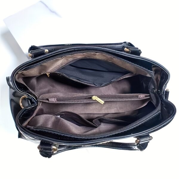 Trendy And Versatile Women'S High-End Multi-Layer Bag Set, Featuring a Stylish Casual Crossbody, Shoulder Bag, And Large-Capacity Tote in a Glossy Patent Finish. - Image 9
