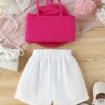 Little Girl's Sweet & Trendy 3D Rose Floral Camisole + Shorts 2-piece Set Party Summer Outdoor Activities - Image 6