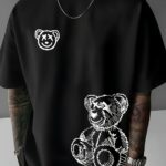 Men's Casual Bear Graphic Tee - Soft Polyester, Crew Neck, Short Sleeve, Summer Fashion T-Shirt - Image 3