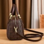 Designer-Inspired Boston Handbag for Women, Large Capacity Shoulder Bag with Zipper Closure, Polyester Lined, Painted Edges, Fashionable Versatile Crossbody Purse for Mature Ladies - Image 4