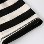 2pcs Boys Fashion Black And White Striped Breathable Short Sleeve Round Neck Shirt With Cartoon Bear Patch & Shorts Set For Summer Daily & Outdoor Wear - Image 6