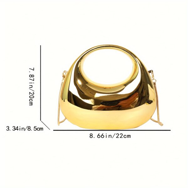 Golden Acrylic Shoulder Bag With Chain Strap - Image 3