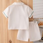 Boys' Short-Sleeved Shirt with Turned-Up Collar and Shorts Set in Vacation Style - Image 5