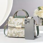 Floral Embroidered Crossbody Bag, Large Capacity with Zipper Closure, Polyester Lined, Versatile Commuter Handbag, Luxurious & Fashionable Design, Edge Paint Detail - Available in Black, Beige, Pink, Khaki, Green - Image 8