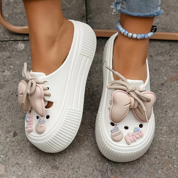Perfect for Easter Gifts, Essential for Parties, 2025 Summer New Arrival, Japanese and Korean Style Slip-On Non-Slip Women's Sandals with Bow Detailing, Thick Sole Elasticity, Lightweight Breathable, Suitable for Home, Outdoor, Office, and Gatherings - Image 5