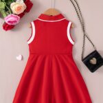 Chic Summer Girls' Dress - Sleeveless with Collar, Heart Print & Knee-Length Casual Outfit - Image 4