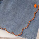 New Girls' Floral Orange And White Top with Denim Shorts Set, for Outdoor - Image 3