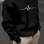 ECG Pattern Print Men's Long Sleeve Crew Neck Sweatshirt, Pullover Sweatshirt, Casual Comfortable Versatile Top For Spring & Autumn, Outdoor Sports - Image 4
