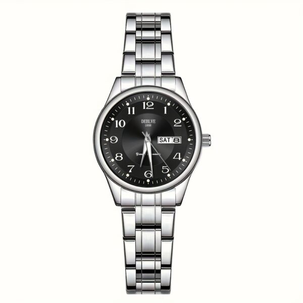 DEBLVE Women'S Ultra-Thin Stainless Steel Quartz Watch - Stylish, Lightweight, IPX7 with Calendar, Luminous Day Display, and Stainless Steel Band - Perfect for Casual Wear, DEBLVE - Image 3