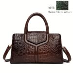 Elegant Women's Crocodile-Embossed Handbag - Chic European & American Style, Versatile Crossbody & Shoulder Bag in Black with Green Accents, Durable PU Material with Polyester Lining, Zip Closure - Image 8