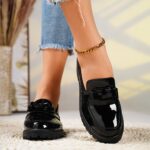 Women's Black Cover Loafers with Bow Detail - Comfortable Thick Sole, Round Toe Slip-On Shoes, Versatile for All Seasons - Image 4