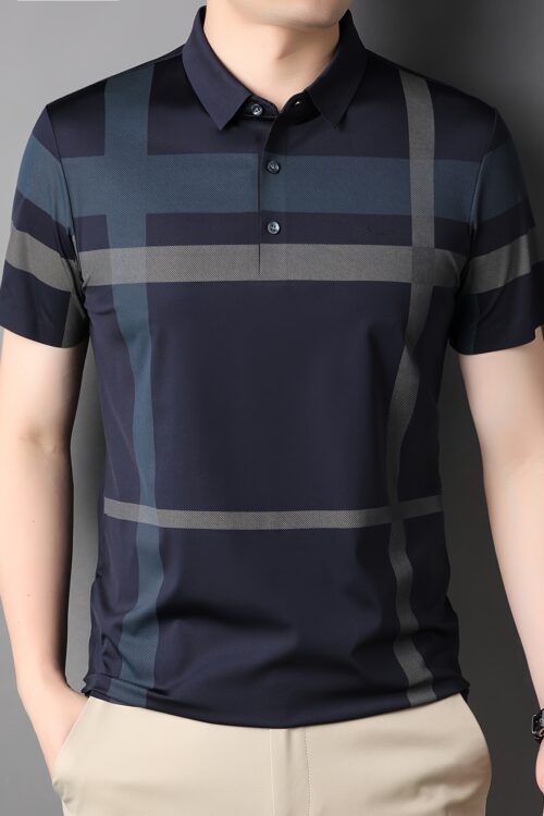 Men’s Summer Plaid Shirt – Casual Short Sleeve, Nylon Blend, Stretch Fabric, Non-Transparent