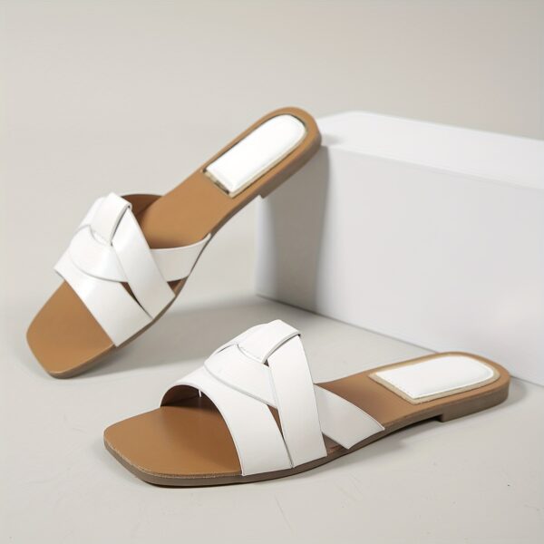 2025 Summer New Arrival Women's Shoes Casual Outdoor Lightweight Sandals Fashionable Open-Toe Slip-Ons Minimalist Resort Beach Slippers Comfortable Flat Slide Sandals Ladies' & Girls' Footwear Golden nude white black - Image 7
