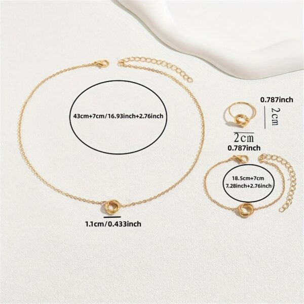 1pc Elegant Twisted Flower Ring, 1pc Necklace & 1 pcBracelet for Women - Classic Jewelry Gift - Image 5