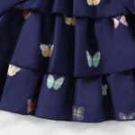 Waddling Girl Elegant Butterfly Pattern Print Tiered Skirt with Three-Layer Hem Suitable for Summer - Image 5