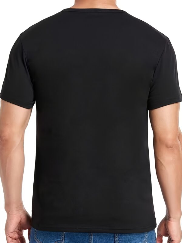 Trendy Letters Print Men's Athletic V-Neck Henley T-Shirt - Short Sleeve Casual Workout Top For Spring Summer Fitness Holiday - Image 4