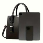Large Capacity Gray PU Tote Bag - Stylish Versatile Shoulder & Bag with Adjustable Straps, Zip Closure, and Polyester Lining - Image 6