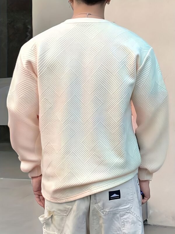 Men's Fashion Casual Sweatshirt - Soft Polyester, Crew Neck, Long Sleeve, Gradient Color with Chevron Patch | Machine Washable, Ideal for Spring & Autumn - Image 7