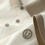 Men's Stylish Embroidered Shirt - Casual Short Sleeve, Button-Up Collar, White with Gray Collar & Cuff Accents, Soft Polyester Fabric, Perfect for Golf or Casual Attire, Golf Shirt | Embroidered Collar Detail | Smooth Texture - Image 6