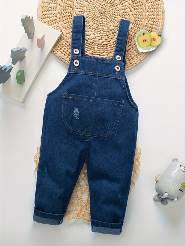 Kids' Denim Overalls - Cartoon Design, Long Sleeve, Pockets, Adjustable Straps, Loose Fit for Boys, Spring/Fall Casual Wear, for Outdoor - Image 5