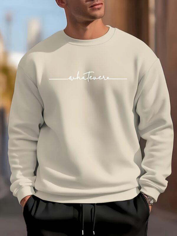 ECG Pattern Print Men's Long Sleeve Crew Neck Sweatshirt, Pullover Sweatshirt, Casual Comfortable Versatile Top For Spring & Autumn, Outdoor Sports - Image 7