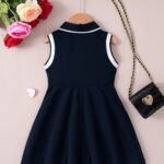 Chic Summer Girls' Dress - Sleeveless with Collar, Heart Print & Knee-Length Casual Outfit - Image 6