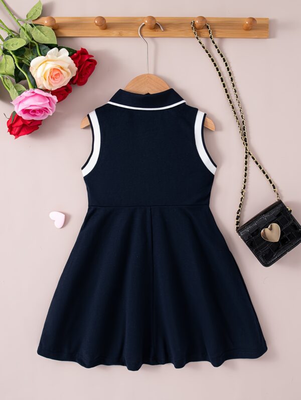 Chic Summer Girls' Dress - Sleeveless with Collar, Heart Print & Knee-Length Casual Outfit - Image 6