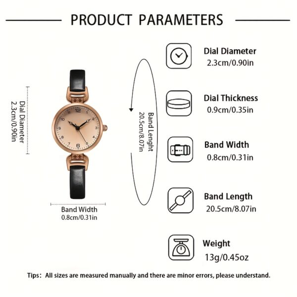 1pc Women's Faux Leather Band Round Dial Small Face Retro British Style Niche Luxury Quartz Watch, Suitable for Daily Wear - Image 2