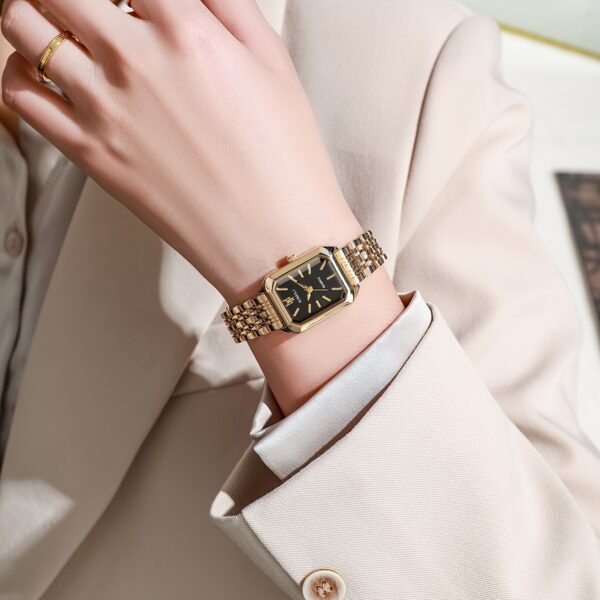Women's Business Rectangle Quartz Watch Luxury Golden Fashion Analog Wrist Watch For Daily Life - Image 6