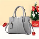 Large Capacity Gray PU Tote Bag - Stylish Versatile Shoulder & Bag with Adjustable Straps, Zip Closure, and Polyester Lining - Image 12