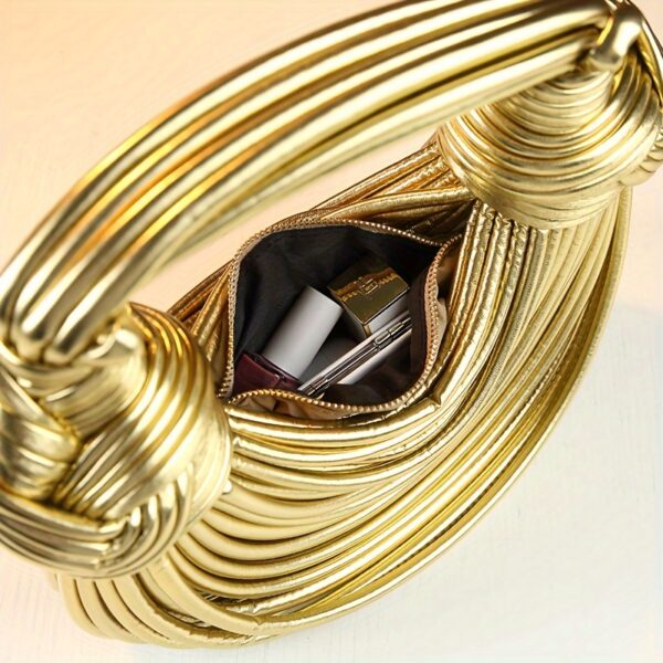 Glossy Trendy Design Sense Handmade Dumpling Bag Hand-Held Crossbody Bag Knotted Rope Noodles Bag Fashionable Personality Female Bag - Image 6