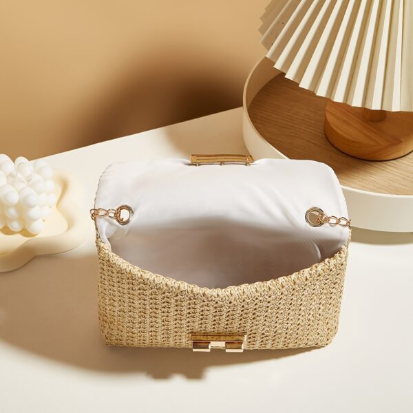 2025 New Trendy Woven Women'S Tote and Wallet, Practical Crossbody Bag, Single Shoulder Bag, Small Square Bag, Metal Chain Strap, Simple Women'S Crossbody Bag - Image 6
