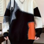 Men's Color-Block Cable Knit Sweater - Soft Warm All-Season Casual Pullover with Contrast Design, Machine Washable Regular Fit Round Neck Long Sleeve, Knitted Sweater, Durable Comfort Wear - Image 9
