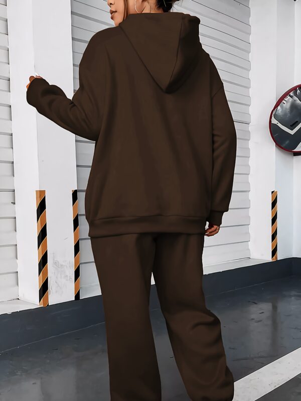Casual Letter Print Sporty Pantsuits, Long Sleeve Drawstring Hoodie & Jogger Sweatpants Outfits, Women's Clothing - Image 8