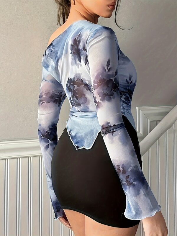 Spring and Autumn Women's T-shirt with Irregular Edges - Image 3